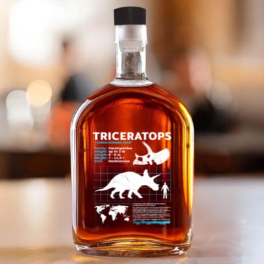 triceratops fact sheet Whiskey Bottles