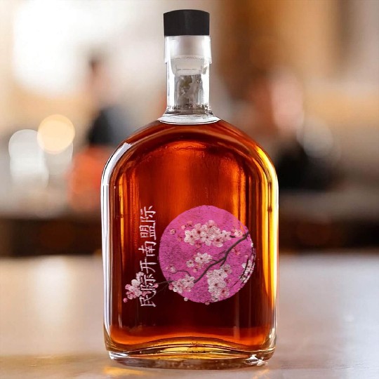 Cherry Blossoms Sakura Nature Lover Pink Whiskey Bottles