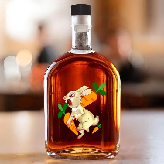 Crazy rabbit running for carrot Whiskey Bottles