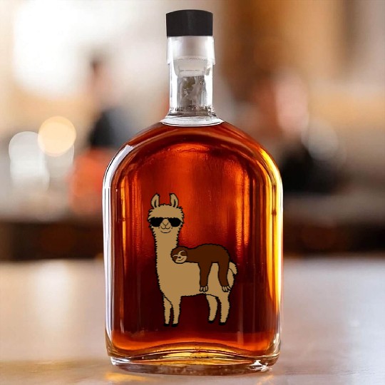 sloth llama friends sleep Whiskey Bottles