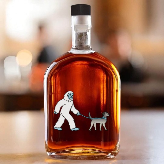 Bigfoot Sasquatch Walking Irish Wolfhound Whiskey Bottles