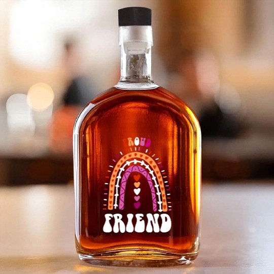 Proud Friend Lesbian Pride Boho Rainbow Whiskey Bottles