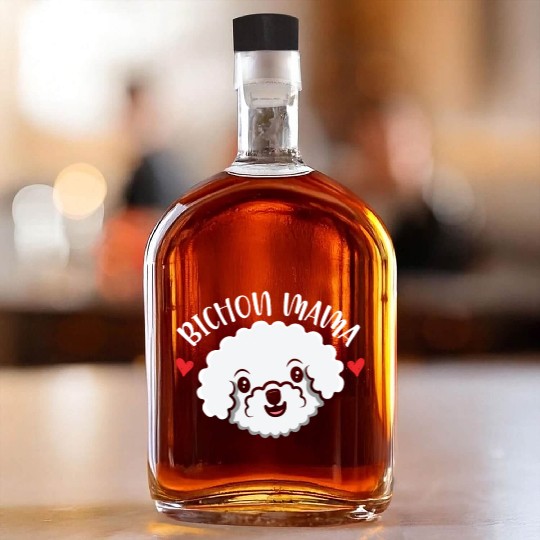 Bichon Mama Curly Hair Pup Puppy Bichon Frise Whiskey Bottles
