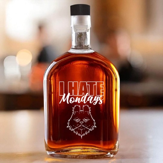 I Hate Mondays Pet Lover Gift Whiskey Bottles