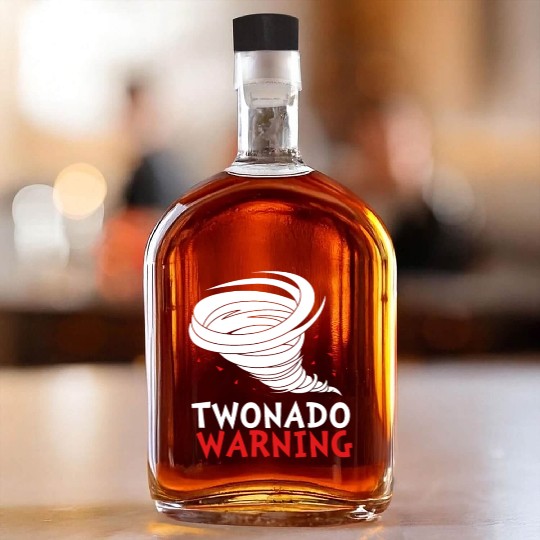 Funny 2nd Bday Twonado Warning Tornado Birthday Whiskey Bottles