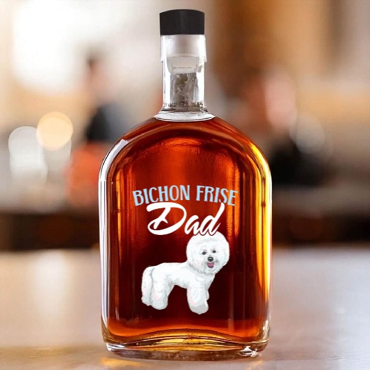 Bichon Frise Dad Dog Lover Dog Breeder Puppy Paw Whiskey Bottles