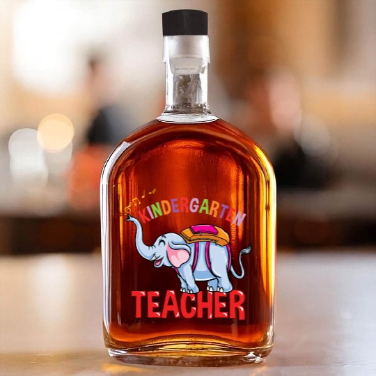 Back To School Elephant Kindergarten Teacher Whiskey Bottles
