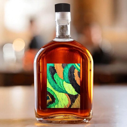 Colorful flow grass art Whiskey Bottles