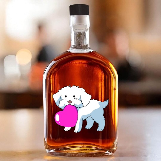 Womens Heart Dog Kawaii Cute Maltese Whiskey Bottles