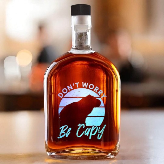Happy Capybara Animal Lover Whiskey Bottles