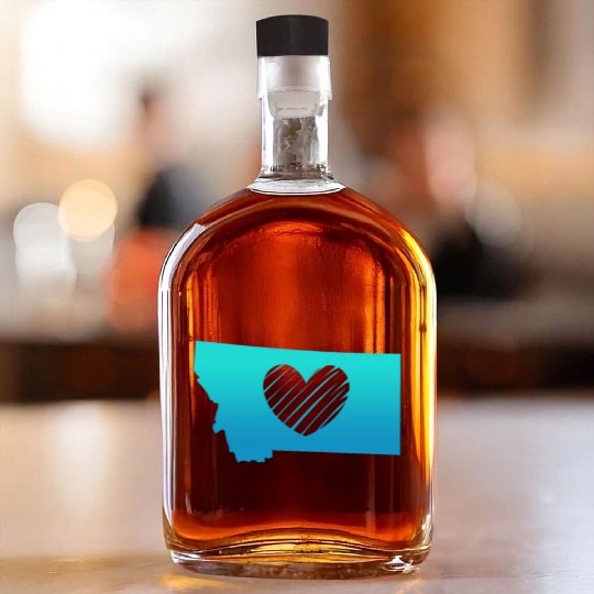 Montana Map Heart Whiskey Bottles