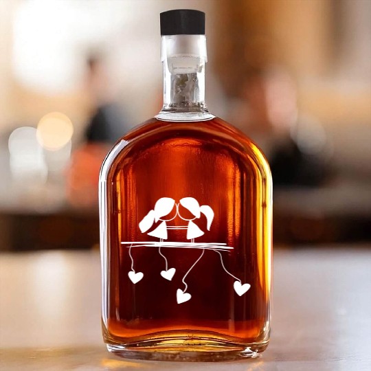 lesbian couple love symbol Whiskey Bottles