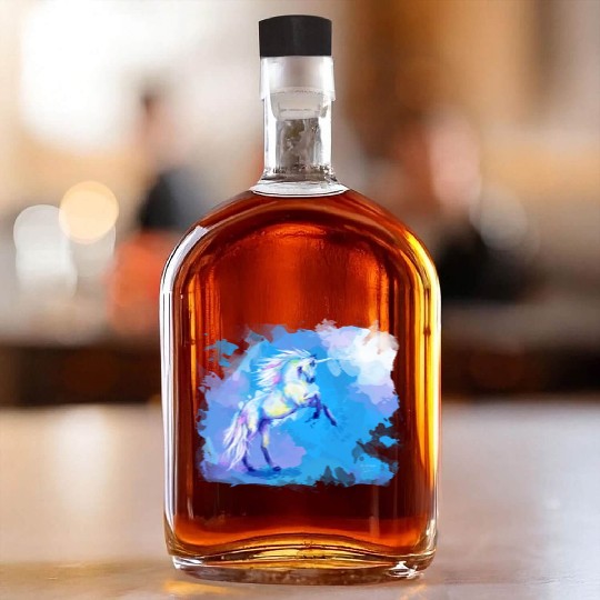 Unicorn Dream fantasy animal painting Whiskey Bottles