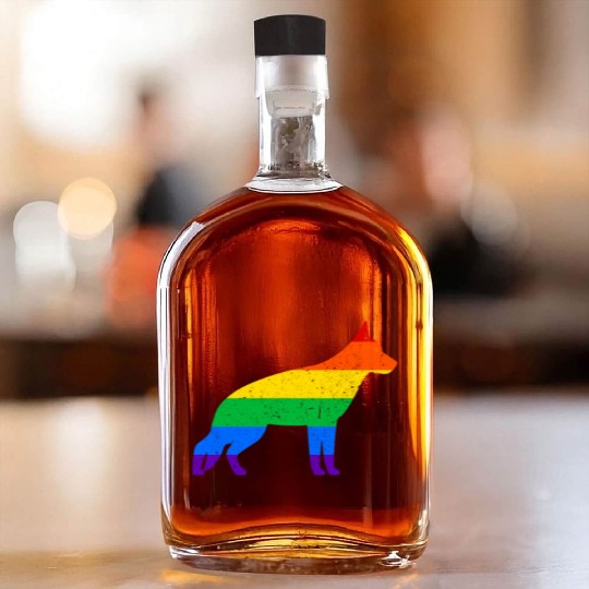LGBT German Shepherd Rainbow Flag Whiskey Bottles