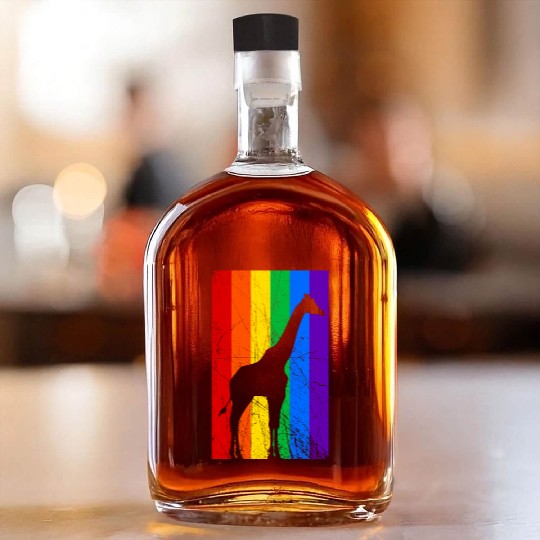 LGBT Giraffe Rainbow Flag Whiskey Bottles