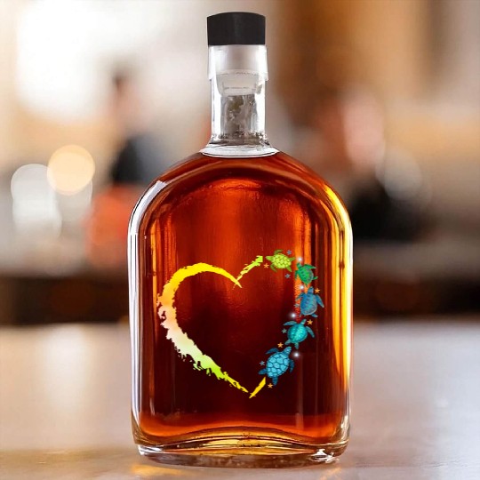 Sea Turtle Heart Animal Lover Whiskey Bottles
