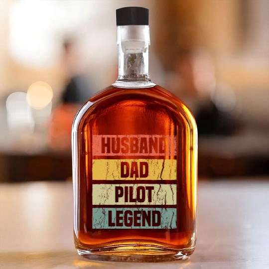 Vintage Pilot Dad Husband Aviation Airplane Whiskey Bottles