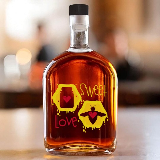 Sweet love yellow honey bee Whiskey Bottles