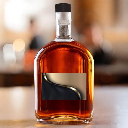 Luxury Elegant Black Gold Wave Whiskey Bottles