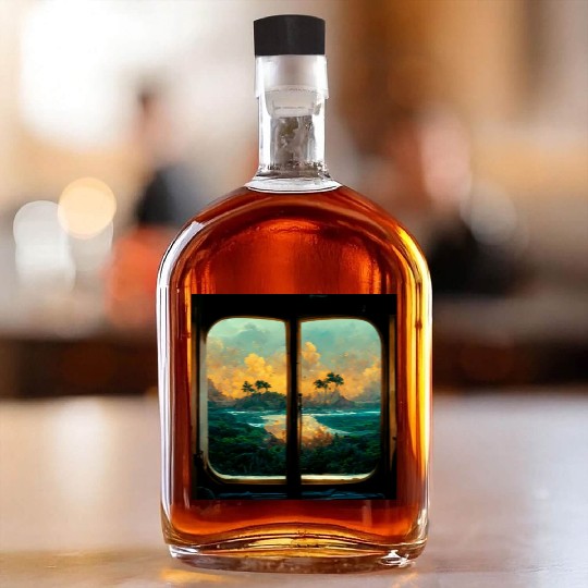 Paradise island painting Whiskey Bottles