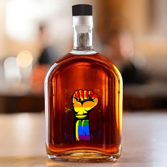 Gay Pride Fist Rainbow Pride Month Whiskey Bottles