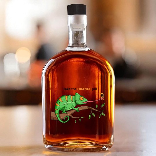 Bitcoin Chameleon BTC logo Crypto lover Hodl Whiskey Bottles