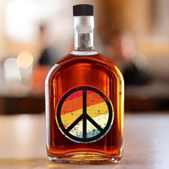 Retro Vintage Peace Sign Tolerance Whiskey Bottles