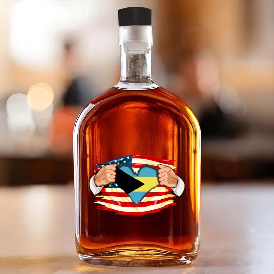 Bahamian Who Live in America Bahamas Flag Whiskey Bottles