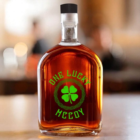 One Lucky McCoy Irish Family Four Leaf Clover Whiskey Bottles