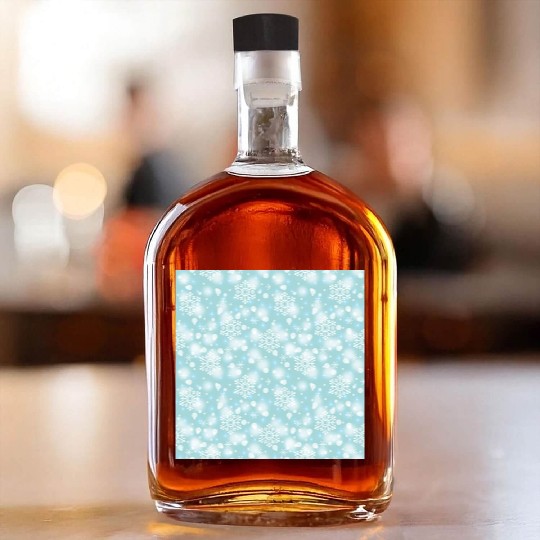Teal Snowflakes Pattern Whiskey Bottles