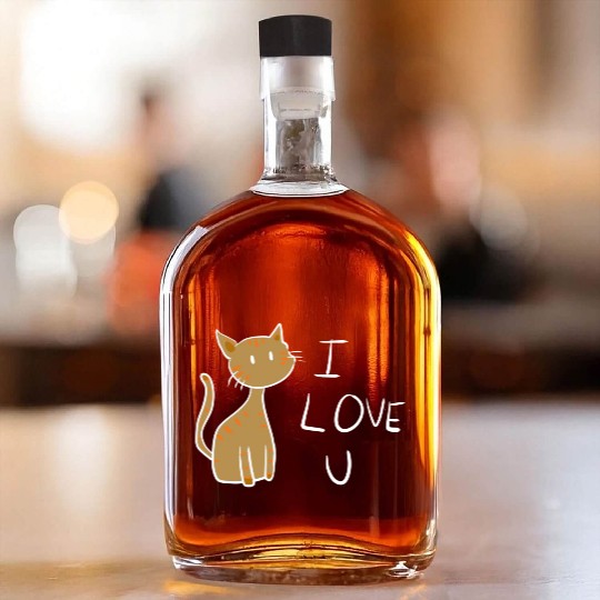 brown cat i love you Whiskey Bottles