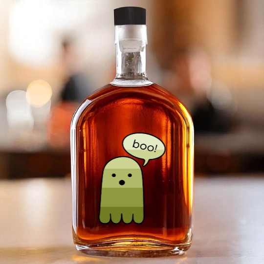 Olive Green Boo Ghost Halloween Whiskey Bottles