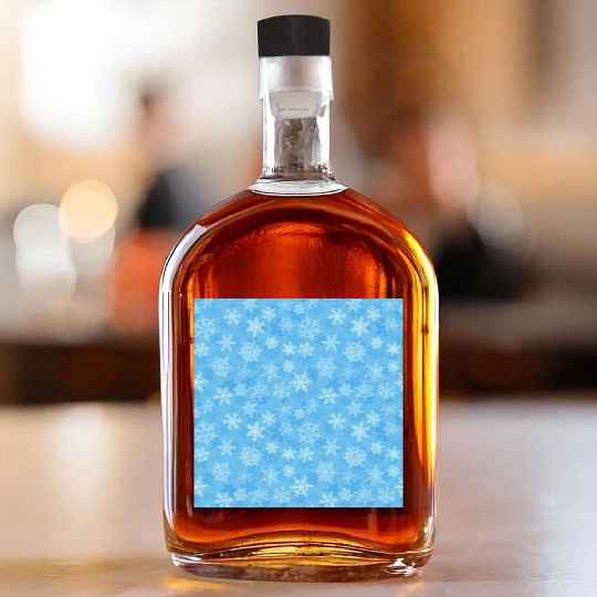 Pretty Light Blue Snowflakes Pattern Whiskey Bottles
