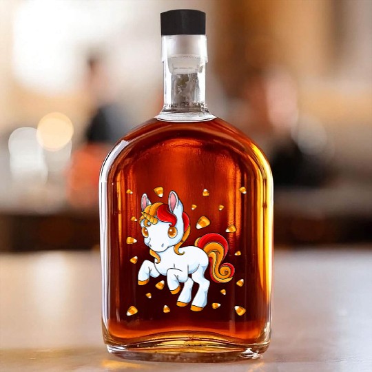 Halloween Unicorn Pony Candy Corn Halloween Whiskey Bottles