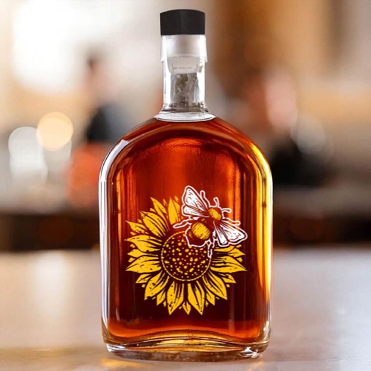 Womens Bumblebee Sunflower Springtime Save The Bee Whiskey Bottles