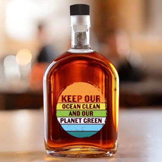 Keep Our Ocean Clean And Planet Green Retro Whiskey Bottles