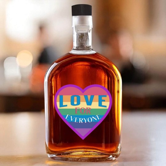 Heart rainbow unisex love for everyone Whiskey Bottles