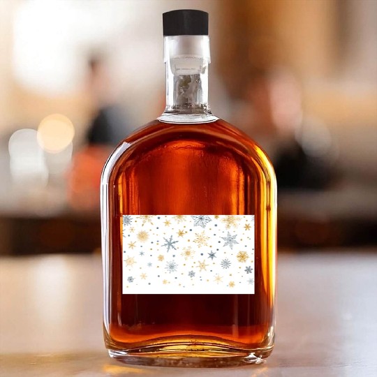 Elegant Snowflakes White Gold Silver Whiskey Bottles