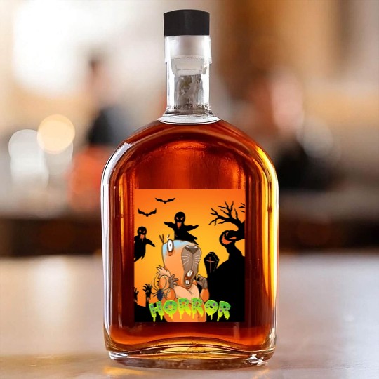 In Front Of Zombies To Save My Capybara Halloween Whiskey Bottles