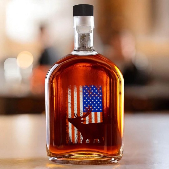 American Flag Patriot Deer Hunter Whiskey Bottles