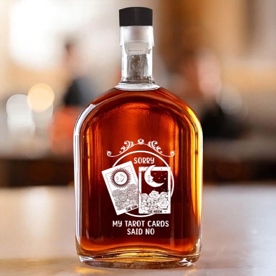 Moon Sun Tarot Card Said No Halloween Whiskey Bottles