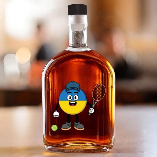 ukraine flag illustration as a tennis player Whiskey Bottles