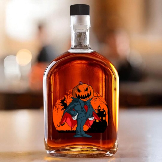 Vampire Pumpkin Head Jack O' Lantern Halloween Whiskey Bottles