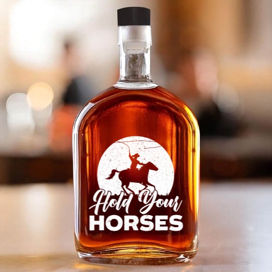 Hold Your Horses Western Rodeo Riding Cowboy Whiskey Bottles