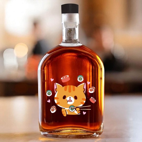 Kawaii Cat Eating Sushi Japanese Raw FoodKawaii Whiskey Bottles