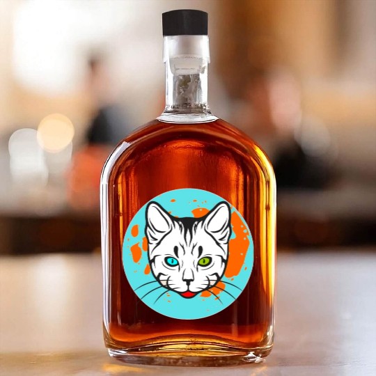 Hello cat, best halloween scary head Whiskey Bottles