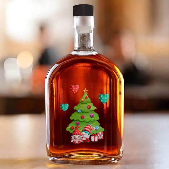 christmas is love, gnomes, christmas tree, love Whiskey Bottles