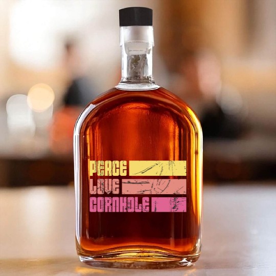 Peace Love Cornhole Whiskey Bottles