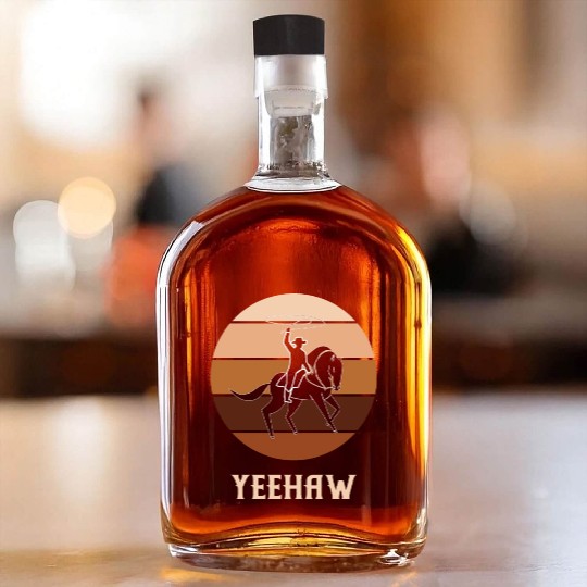 Yeehaw Cowboy Western Desert Cowgirl Horseback Whiskey Bottles