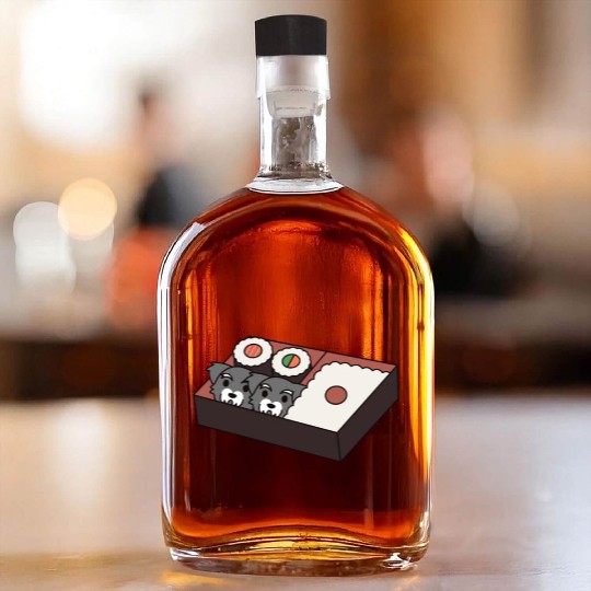 Sushi Bento Box Schnauzer Whiskey Bottles